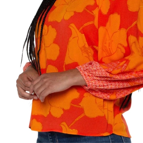 NWT Liverpool Los Angeles Floral Ombre Puff
Sleeve Woven Top Medium Orange - Picture 3 of 8